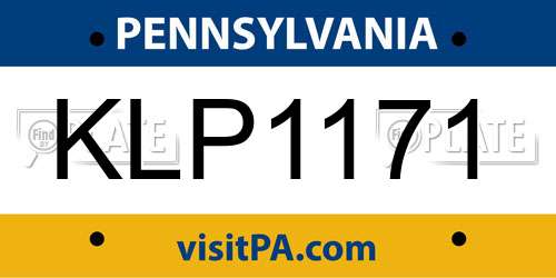 KLP1171 Pennsylvania License Plate