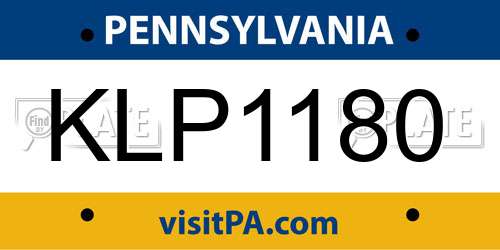 KLP1180 Pennsylvania License Plate
