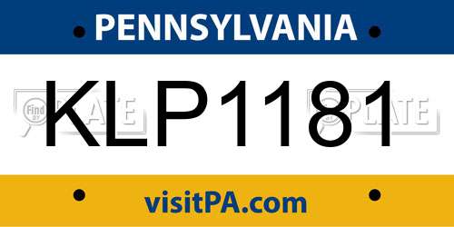 KLP1181 Pennsylvania License Plate