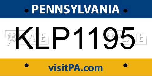 KLP1195 Pennsylvania License Plate