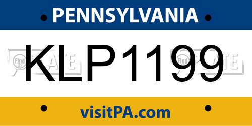 KLP1199 Pennsylvania License Plate