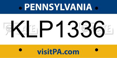 KLP1336 Pennsylvania License Plate
