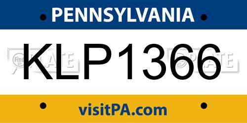 KLP1366 Pennsylvania License Plate