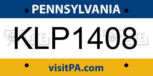 KLP1408 Pennsylvania License Plate