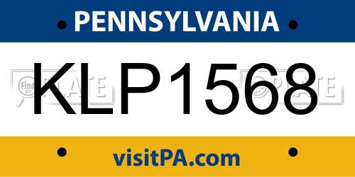 KLP1568 Pennsylvania License Plate