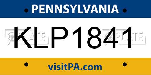 KLP1841 Pennsylvania License Plate