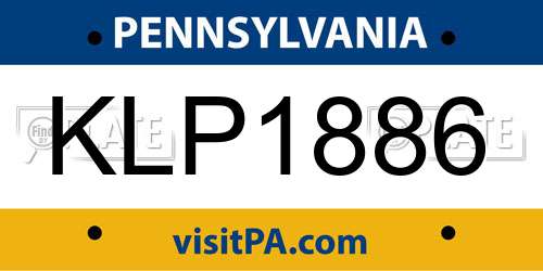 KLP1886 Pennsylvania License Plate