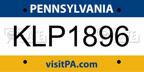 KLP1896 Pennsylvania License Plate
