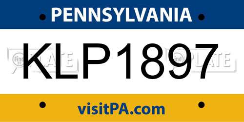 KLP1897 Pennsylvania License Plate