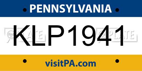 KLP1941 Pennsylvania License Plate