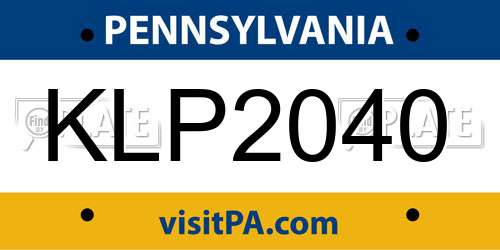 KLP2040 Pennsylvania License Plate