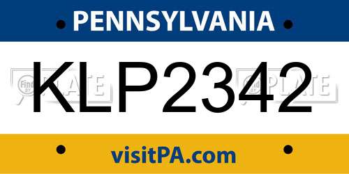 KLP2342 Pennsylvania License Plate