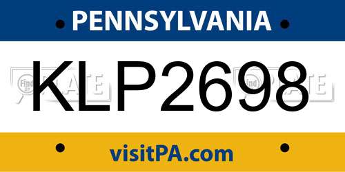 KLP2698 Pennsylvania License Plate