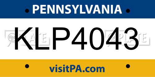 KLP4043 Pennsylvania License Plate