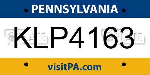 KLP4163 Pennsylvania License Plate