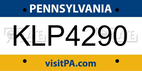 KLP4290 Pennsylvania License Plate