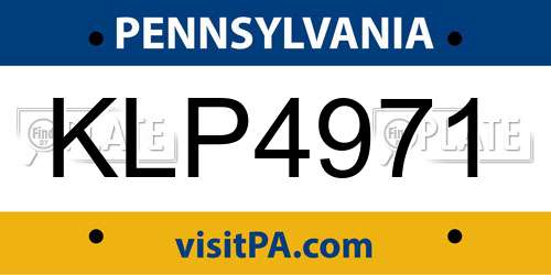 KLP4971 Pennsylvania License Plate