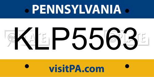 KLP5563 Pennsylvania License Plate
