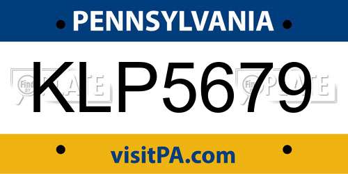 KLP5679 Pennsylvania License Plate