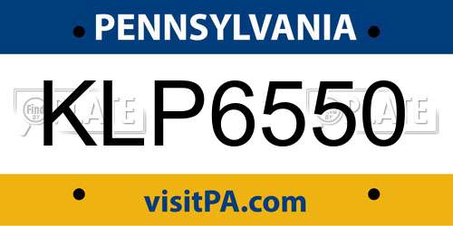 KLP6550 Pennsylvania License Plate