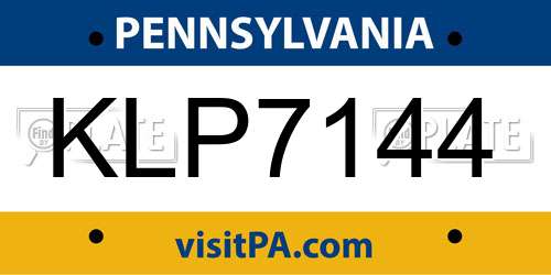 KLP7144 Pennsylvania License Plate