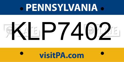 KLP7402 Pennsylvania License Plate