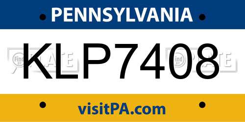 KLP7408 Pennsylvania License Plate