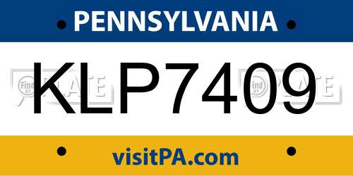 KLP7409 Pennsylvania License Plate
