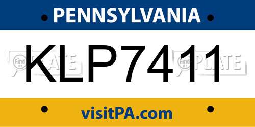 KLP7411 Pennsylvania License Plate