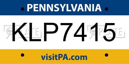 KLP7415 Pennsylvania License Plate