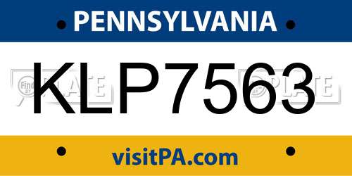 KLP7563 Pennsylvania License Plate