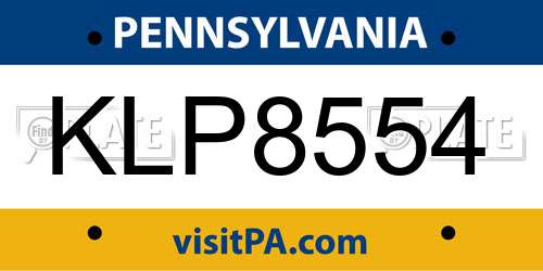 KLP8554 Pennsylvania License Plate