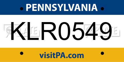 KLR0549 Pennsylvania License Plate