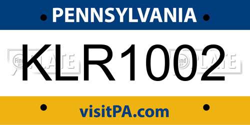 KLR1002 Pennsylvania License Plate