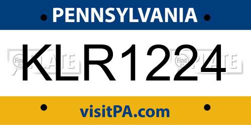 KLR1224 Pennsylvania License Plate