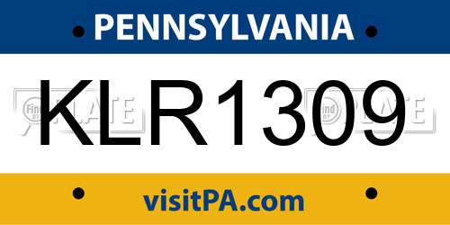 KLR1309 Pennsylvania License Plate