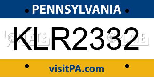 KLR2332 Pennsylvania License Plate