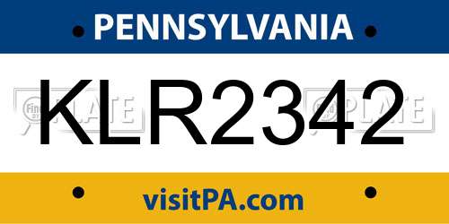 KLR2342 Pennsylvania License Plate