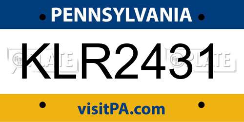 KLR2431 Pennsylvania License Plate