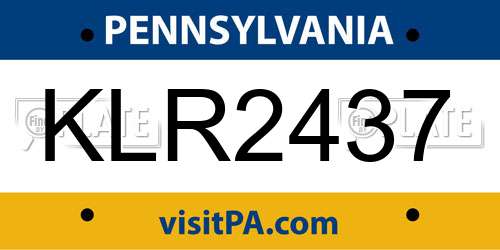 KLR2437 Pennsylvania License Plate