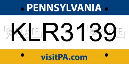 KLR3139 Pennsylvania License Plate