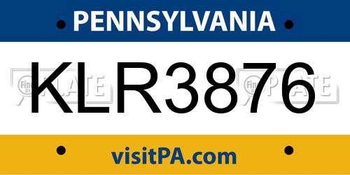 KLR3876 Pennsylvania License Plate