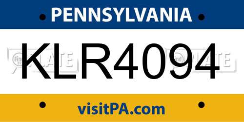 KLR4094 Pennsylvania License Plate