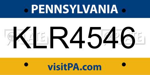 KLR4546 Pennsylvania License Plate