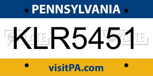 KLR5451 Pennsylvania License Plate