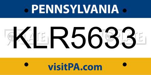 KLR5633 Pennsylvania License Plate