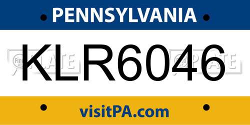 KLR6046 Pennsylvania License Plate