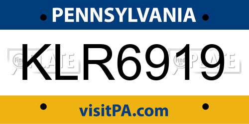 KLR6919 Pennsylvania License Plate