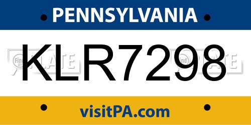 KLR7298 Pennsylvania License Plate