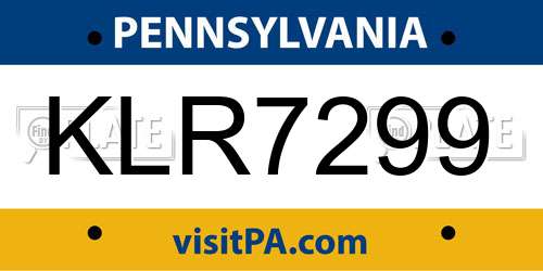 KLR7299 Pennsylvania License Plate